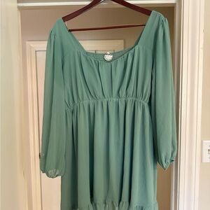 Elegant Green Long Sleeve Dress
